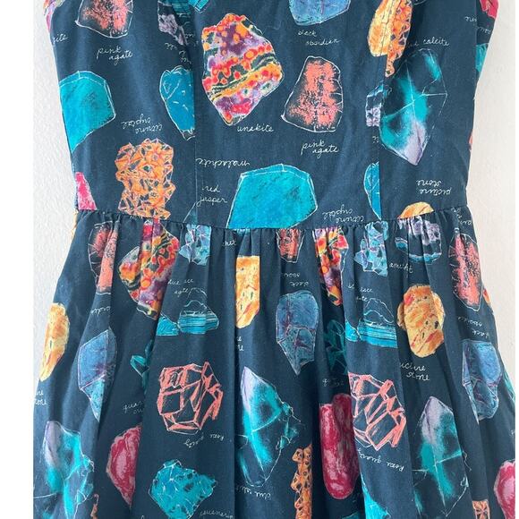 ModCloth Rocks Gemstones Sleeveless Dress Sz XS Geology Pleated Retro Pinup - Picture 7 of 9
